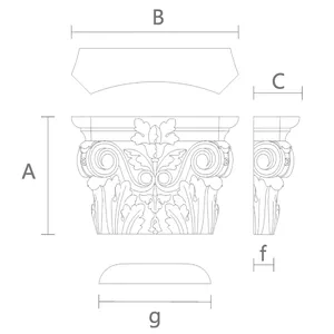 KL-014.02 Corinthian capitel for fluted pilaster beech